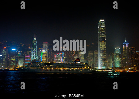 Ein Symphony of Lights, die täglichen Lichtshow am Victoria Harbour, Hongkong Stockfoto