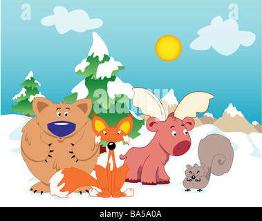 Tiere im Schnee Stockfoto
