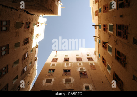 Lehmziegel-Architektur in Shibam, Tal Hadramawt, Jemen Stockfoto