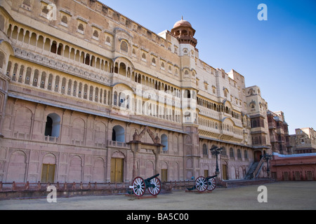 Innenhof, Junagarh Fort, Bikaner, Rajasthan, Indien Stockfoto