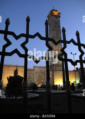 Großen Umayyad oder Omayyad Moschee Al Jamaa al Kebir Zacharia Aleppo Syrien Minarett Stockfoto