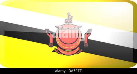 Flagge von Brunei Nationalsymbol Abbildung Clipart glänzend Schaltflächensymbol Stockfoto