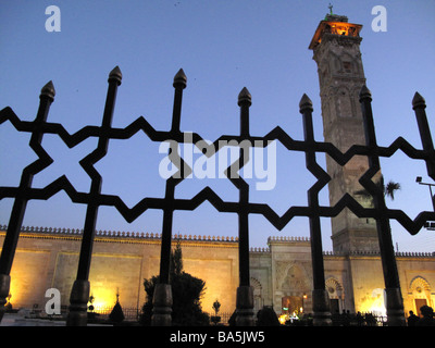 Großen Umayyad oder Omayyad Moschee Al Jamaa al Kebir Zacharia Aleppo Syrien Minarett Stockfoto