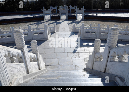 Der Runde Altar (Yuan Qiu Yuanqiu) in The Temple of Heaven (oder Altar des Himmels), einer der beliebtesten Touristenattraktionen in Beijing Stockfoto