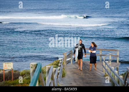 Surfer's Point, lokal als Margarets bekannt.  Margaret River, Leeuwin Naturaliste National Park, Western Australia, Australien Stockfoto