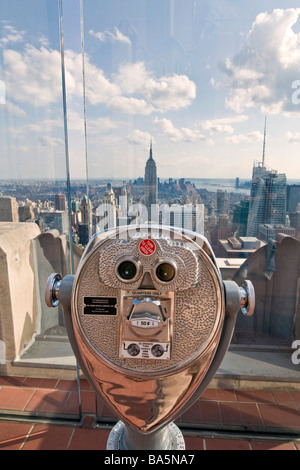 Fernglas auf NBC Wolkenkratzer Top von Rock New York Vereinigte Staaten von Amerika Stockfoto
