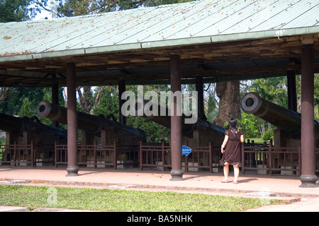 Antike Bronze Kanonen an der kaiserlichen Zitadelle von Hue, Vietnam Stockfoto