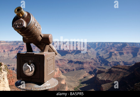 Teleskop mit Blick auf den Grand Canyon in der Nähe von bright Angel Lodge south rim Nationalpark Arizona usa Stockfoto