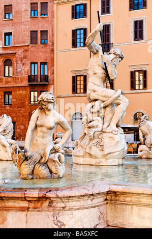 Ansicht des Fontana di Nettuno auf der Piazza Navona, Rom Stockfoto