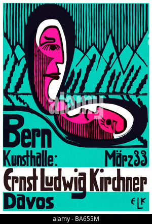 Ernst Ludwig Kirchner Bern 1933 Plakat für eine Ausstellung des deutschen Künstlers in seinem angenommenen Land Schweiz Stockfoto