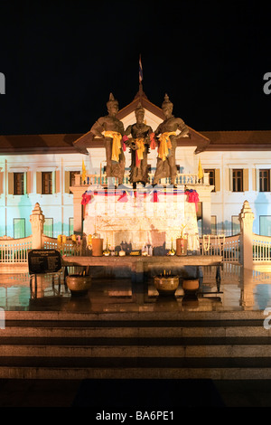 Die drei Könige Denkmal in Chiang Mai in Thailand. Stockfoto