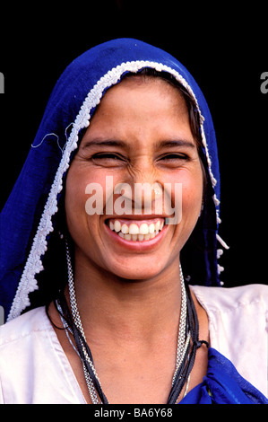 Indien, Rajasthan State Tonk Bereich, lachende Frau Stockfoto