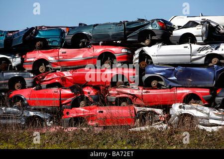 Wrecking Hof, alten Gebrauchtwagen, Bottrop, Deutschland. Stockfoto