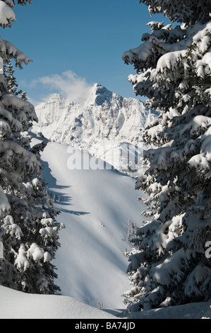 Pyramid Peak von oben der Loge Peak, Skigebiet Aspen Highlands, Aspen, Colorado. Stockfoto