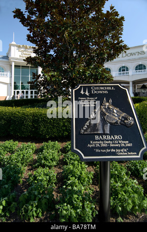 Barbaro-Schild am Churchill Downs-Rennbahn, Louisville KY Stockfoto