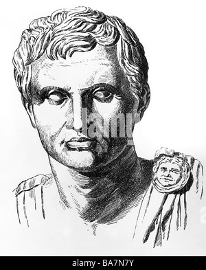 Pompeius 'der Große' (Gnaeus Pompeius Magnus), 29.9.106 - 29.9.48 v. Chr., römischer General und Politiker, Porträt, Büste, Holzgravur, 19. Jahrhundert, Stockfoto