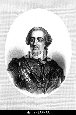 Ludwig XV., 15.2.1710 - 10.5.174, König von Frankreich 1715 - 174, Porträt, Stahlgravur, 19. Jahrhundert, nach zeitgemäßem Bild, Stockfoto
