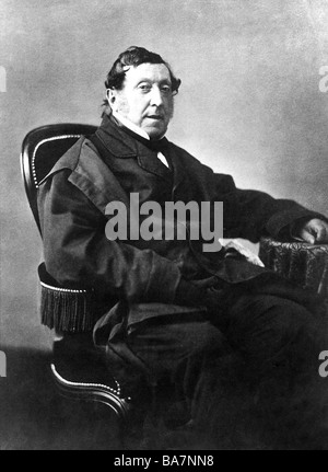 Rossini, Gioacchino Antonio, 29.2.1792 - 13.11.1868, italienischer Komponist, halbe Länge, Foto, Stockfoto