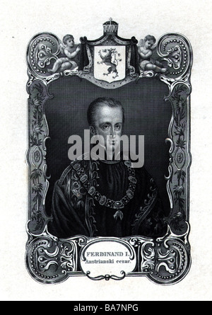 Ferdinand I., 19.4.1793 - 29.6.1875, Kaiser von Österreich (als König von Böhmen und Ungarn Ferdinand V.), Porträt, Gravur, Stockfoto