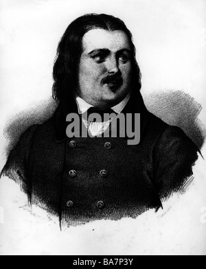 Balzac, Honore de 20.5.1799 - 18.8.1850, französischer Autor/Schriftsteller, Porträt, lithograph, 19. Jahrhundert, Stockfoto