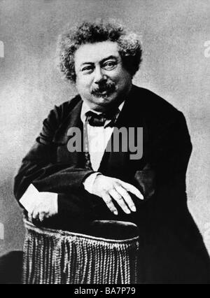 Dumas, Alexandre der ältere, 24.7.1802 - 5.12.1870, französischer Autor/Schriftsteller, halbe Länge, Foto von Felix Nadar, 1854, Stockfoto