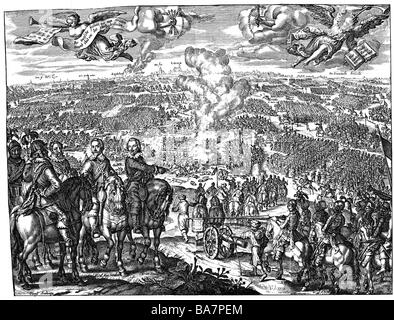 Veranstaltungen, dreißig Jahre Krieg 1618 - 1648, Schwedische Krieg, 1. Schlacht von Breitenfeld, 17.9.1631, Kupferstich, 1631, König Gustavus Adolphus, Gustav II Adolf, Schweden, Militär, Leipzig, Sachsen, Deutschland, 17. Jahrhundert, historische, historische, Personen, Artist's Urheberrecht nicht gelöscht werden Stockfoto