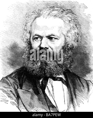 Marx, Karl, 5.5.186 - 14.3.1883, deutscher Philosoph und Journalist, Porträt, Stockfoto