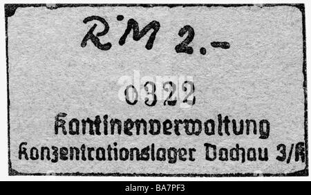 Nationalsozialismus/Nationalsozialismus, Verbrechen, Konzentrationslager, Dachauer, Kantinenlagerbanknote, 2 Mark, 1930er Jahre, Stockfoto