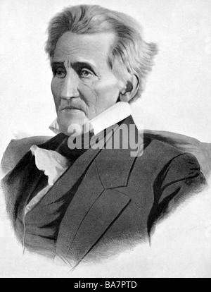 Jackson, Andrew J., 15.3.1767 - 8.6.1845, amerikanischer General und Politiker (Dem.), 7. Präsident der USA 4.3.186 - 4.31837, Porträt, Lithograf von Lafosse, 19. Jahrhundert, Stockfoto