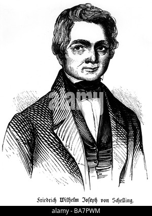 Schelling, Friedrich Wilhelm Joseph von, 27.1.1775 - 20.8.1854, deutscher Philosoph, Porträt, Holzgravur, 19. Jahrhundert, Stockfoto