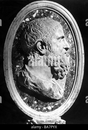 Archimedes, ca. 285 - 212 v. Chr., griechische Wissenschaftlerin (Mathematikerin und Physikerin), Seitenansicht, Medaillon, Kapitolmuseum, Rom, Stockfoto