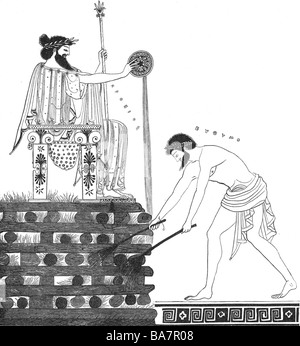Croesus, König von Lydia 560 - 546 v. Chr., auf dem Grabhaufen, nach Amphoren von Myson, Italien, ca. 488/480 v. Chr., Louvre, Paris, Stockfoto