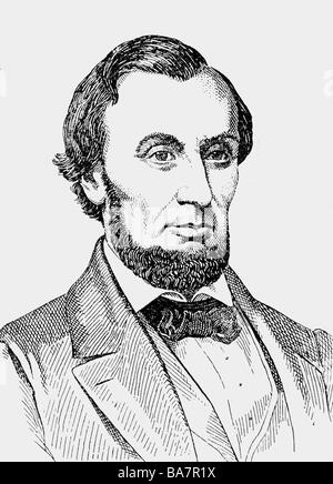 Lincoln, Abraham, 12.2.1809 - 15.4.1865, US-amerikanischer Politiker (Rep.), 16. Präsident der USA 4.3.1861 - Stockfoto