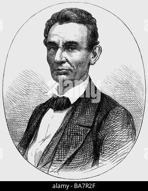 Lincoln, Abraham, 12.2.1809 - 15.4.1865, US-amerikanischer Politiker (Rep.), 16. Präsident der USA 4.3.1861 - Stockfoto