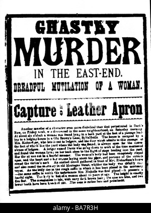Jack the Ripper, britischer Verbrecher, besondere Ankündigung seines zweiten Mordes, "Entsetzlicher Mord im East-End", Plakat, von 1888, Stockfoto