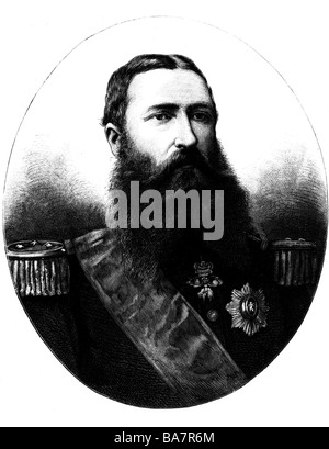 Leopolds II., 9.4.1835 - 17.12.1909, König von Belgien 17.12.1865 - 17.12.1909, Porträt, Holzgravur, 1885, Stockfoto