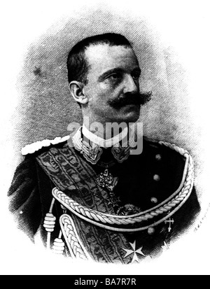 Victor Emmanuel III, 11.11. 1869 - 28.12.1947, König von Italien 29.7.1900 - 29.7.1946, Porträt, Holzgravur, Stockfoto