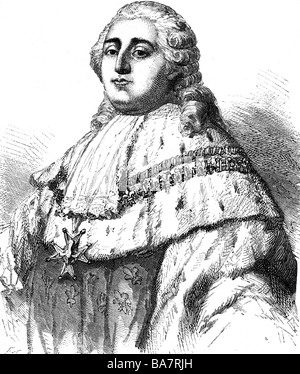 Ludwig XVI., 23.8.1754 - 21.1.1793, König von Frankreich 10.5.174 - 21.9.173, halbe Länge, Holzgravur, 19. Jahrhundert, Stockfoto