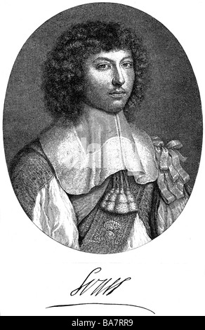 Louis XIV., 5.9.1638 - 1.9.1715, König von Frankreich 1643-1715, Porträt, als junger Mann, Kupferstich von Pieter van Schuppen, nach dem Lackieren durch Wallerant Vaillant (1623 - 1677), Artist's Urheberrecht nicht gelöscht werden Stockfoto