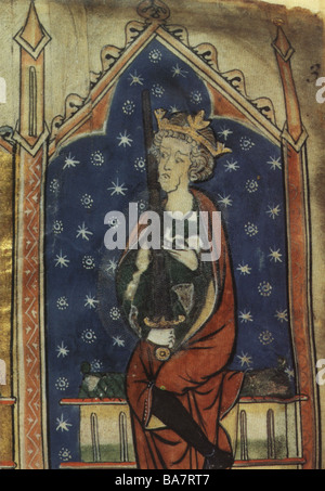 Heinrich I., 1068 - 1.12.1135, König von England ab 1100, medieavale Miniatur, volle Länge, Baumwolle Vitellius, British Library, London, Stockfoto