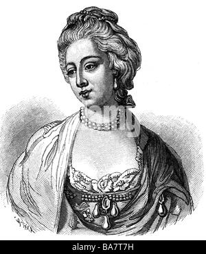 Caroline Matilda, 11.7.1751 - 10.5.545, Königin Consort von Dänemark und Norwegen 1766 - 766, 1766 - 172, Porträt, Holzgravur, Stockfoto