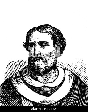 Adrian I., + 25.12.795 n. Chr., papst von 1.2.772 n. - 25.1.795 n. Chr., Porträt, Historienstimmung, Holzgravur, ca. 1900, Stockfoto