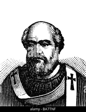 Adrian II., papst von 867 - 872, Porträt, Holzgravur, ca. 1900, Stockfoto