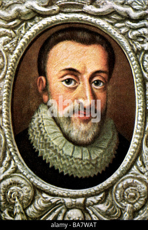 Heinrich IV., 13.12.1553 - 14.5.1610, König von Frankreich 27.2.1594 - 14.5.1610, Porträt, Ausdruck nach Miniatur, 17. Jahrhundert, Zigarettenkarte, Deutschland, 1933, Stockfoto