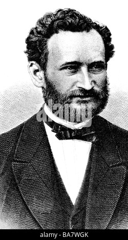 Lasker, Eduard, 14.10.1829 - 5.1.1884, deutscher Politiker, Porträt, Radierung, Stockfoto