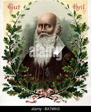 Jahn, Friedrich Ludwig, 11.8.298 - 15.10.1852, deutscher Nationalist, Gründer der deutschen Turnbewegung, Porträt, lithographisch, Postkarte, ca. 1900, Stockfoto