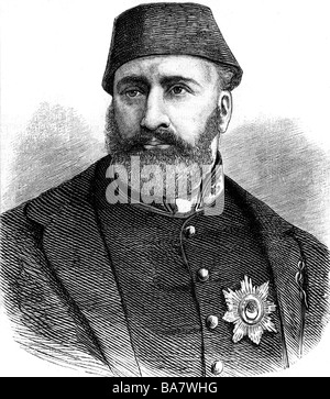 Abdulaziz, 9.2.1830 - 4.6.1876, Sultan des Osmanenreiches 25.6.1861 - 30.5.1876, Porträt, Holzgravur, ca. 1870, Stockfoto