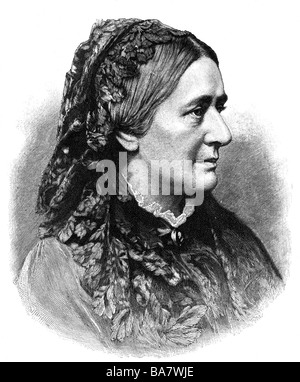 Schumann, Clara, 13.9.1819 - 20.5.1899, deutscher Pianist, Komponist, Porträt, Seitenansicht, Gravur nach einem Foto von Arthur Marx, Stockfoto