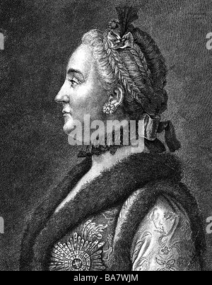 Katharina II. "Die Große", 2.5.1729 - 17.11.1796, Kaisersteinbruch von Russland 1762 - 1796, Porträt, Seitenansicht, Stockfoto