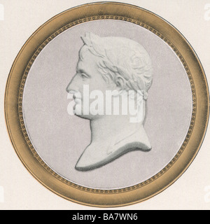 Napoleon I., 15.8.669 - 5.5. - 22.6.1815, Porträt, Druck nach Porzellanrelief, Sevres manufactory, ca. 1810, Stockfoto